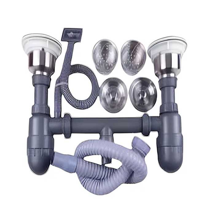 SIFÓN PARA LAVAPLATOS DOBLE CON TRAMPA 1 1/2″