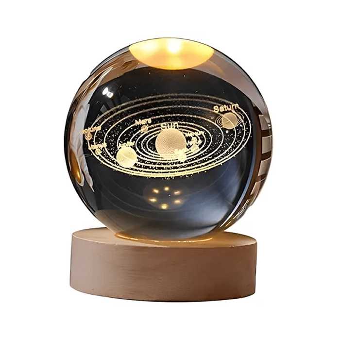 LÁMPARA DE CRISTAL LED CON LUMINOSIDAD DE PLANETAS