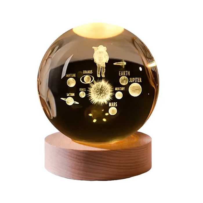 LÁMPARA DE CRISTAL LED CON LUMINOSIDAD DE ASTRONAUTA