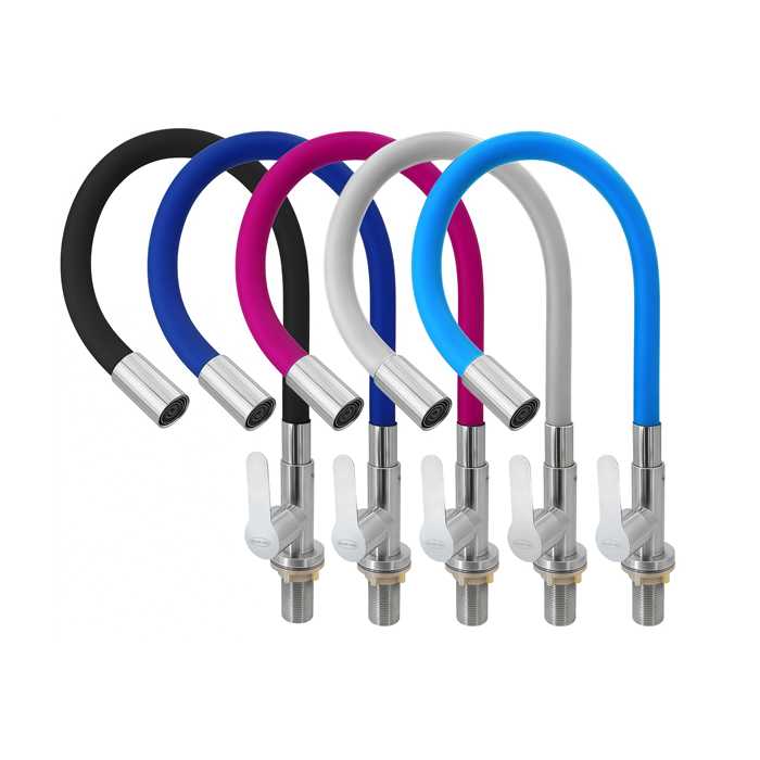 GRIFERÍA FLEXIBLE AGUA FRÍA DE COLORES PARA LAVAPLATOS CAJITA DE 5 UND  