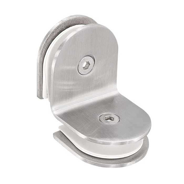 CLIP CONECTOR DE ESQUINA P/VIDRIO DE 90 GRADOS ACERO INOX.