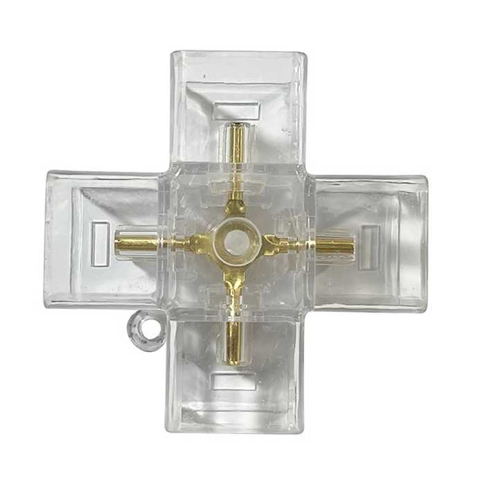 CONECTOR EN CRUZ PARA TUBO LED PAQ DE 5 UND
