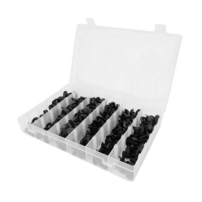 CLIPS GRAPA PLÁSTICA PARA CARROCERÍA CAJITA 200 PIEZAS