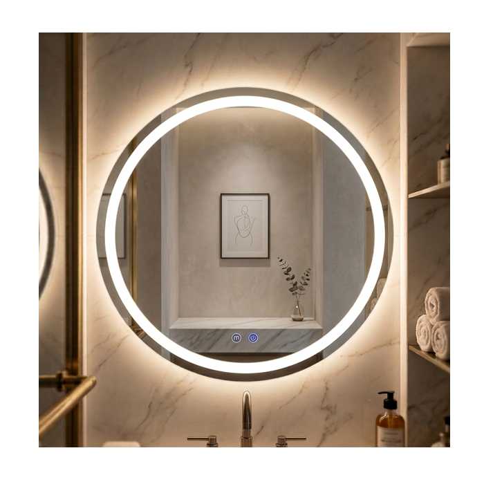 ESPEJO REDONDO CON 3 MODOS DE LUZ LED_ANTIVAHO