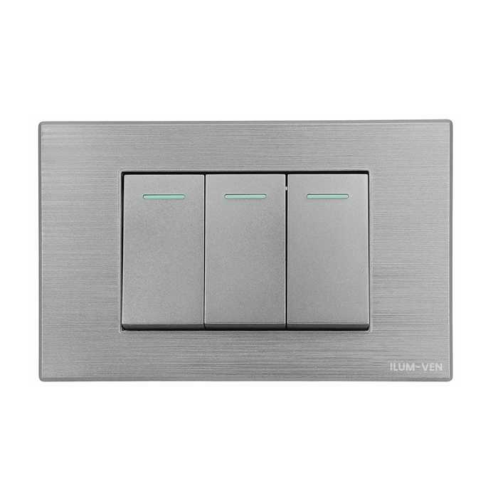 APAGADOR TRIPLE GRIS ELEGANTE